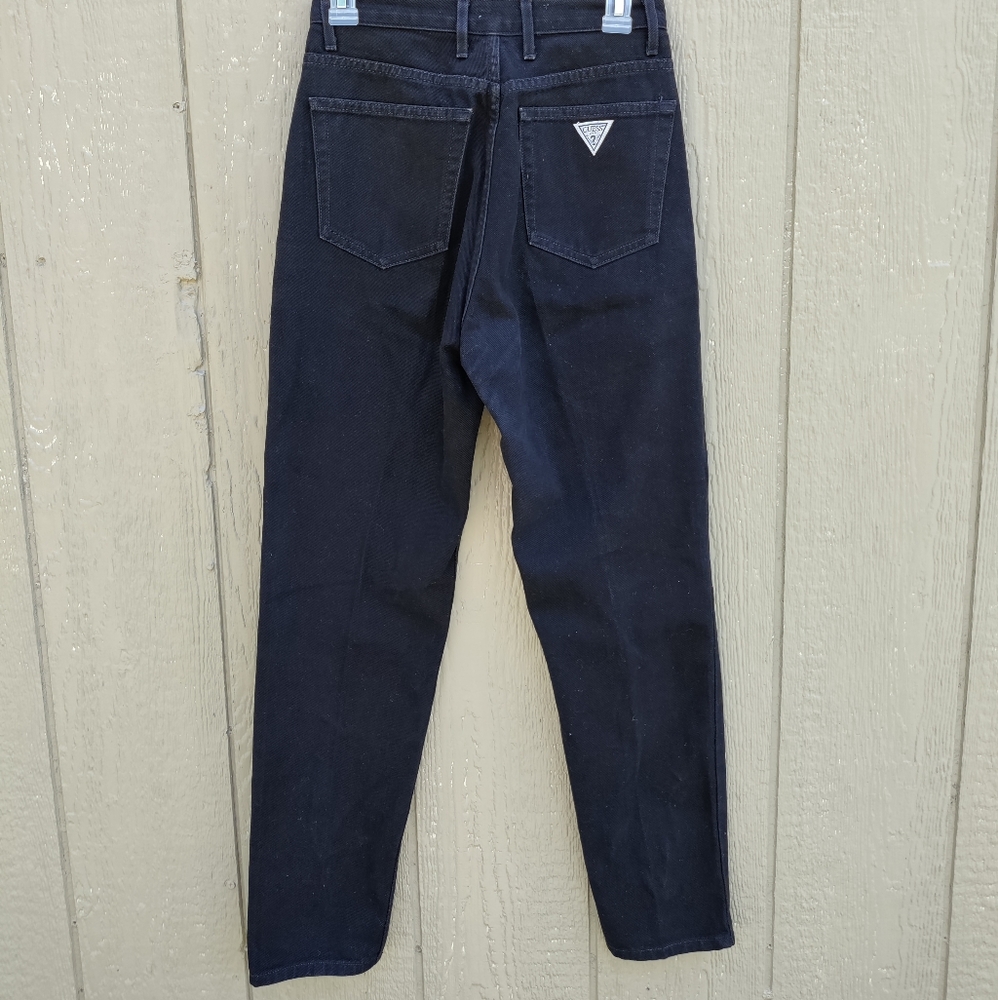 Vintage Guess high waisted black denim rigid mom jeans